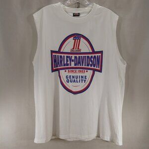 Mens 2022 Harley Davidson Number One 1 White Sleeveless T-Shirt South East OH L